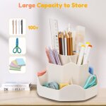 Rotating desk organizer, pencil pot with 9 independent compartments, office storage 360� pen holder, ...