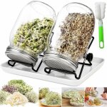 Rotationnel - bocaux à germer de, 950 ml germoir en verre avec, germoir pour graines à germer, 2 grilles, ... Rotationnel - bocaux à germer de, 950 ml germoir en verre avec, germoir pour graines à germer, 2 grilles, ...