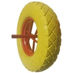Euro vanadium - roue de brouette pleine increvable 15' -  390 mm ? axe 20 mm - caoutchouc renforc - ...