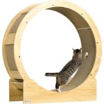 Pawhut - roue d'exercice pour chat - frein, grattoirs - dim. 91l x 33, 5p x 94h cm - aspect bois naturel ...