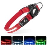 (rouge - l)collier chien lumineux rechargeable et etanche, led clignotant collier de s�curit� pour petits ...