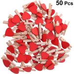 (rouge) mini pinces en bois en forme de c?ur pour message, support photo, album, punaises, d�coration, ...