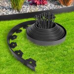 Rouleau bordure jardin exterieur 10m en plastique noir avec 30 piquets - bordure de jardin flexible, ...