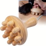 Rouleau de massage - bois - 13. 5x9x9cm - anti cellulite - pour muscles et fascia