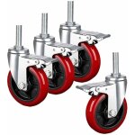 Roulettes pivotantes tige m16, � 3 / 4 / 5 pouces, double verrouillage, frein, polyur�thane r�sistant ...