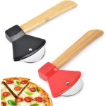 Roulette  pizza en acier inoxydable, 2 pices dcoupe pizza professionnel inox multifonction hache couteau ...