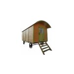 Roulotte tradition pica naturel non trait 11m2, en kit, shingle vert, hbergement ou abri de jardin, ...