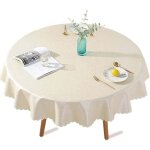 Round pu coated plastic tablecloth, stain resistant, waterproof oilcloth, elegant floral print for picnic, ...