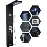 7 fonctions panneau colonne de douche hydromassante (lumires led, pluie, cascade, jets de massage, douchette, ...