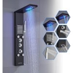 Rovogo - noir colonne panneau de douche thermostatique hydromassante avec led, 5 modes - pomme de douche ...