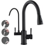 Rovogo noir mitigeur de filtre  eau 3 voies avec douchette extractible, vier de cuisine monobloc  ...