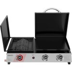 Royal gourmet - barbecue gaz portable  3 brleurs - 3 en 1 plancha et grille en maills combins avec ...