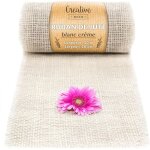 Ruban chemin de table jute 20cm x 10m blanc naturel vnement