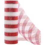 Ruban de no�l, filet d'emballage � rayures rouges et blanches, filet � fleurs dor� pour d�corations de ...