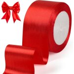 Ruban satin rouge, 5 cm x 22 m ruban rouge large pour cadeau emballage crmonie mariage nol artisanat ...