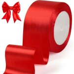 Ruban satin rouge, 5 cm x 22 m ruban rouge large pour cadeau emballage crmonie mariage nol artisanat ...