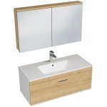 Saniverre - rubite meuble salle de bain simple vasque 1 tiroir ch�ne clair largeur 100 cm + miroir armoire ...