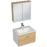 Saniverre - rubite meuble salle de bain simple vasque 1 tiroir ch�ne clair largeur 60 cm + miroir armoire ...