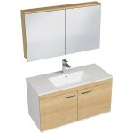 Saniverre - rubite meuble salle de bain simple vasque 2 portes chne clair largeur 100 cm + miroir armoire ...