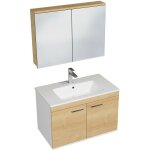Saniverre - rubite meuble salle de bain simple vasque 2 portes chne clair largeur 80 cm + miroir armoire ...