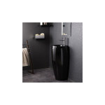 Lave main totem rond - cramique noir - 39x85 cm - ove
