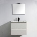 Rue du bain - meuble salle bain 80 cm blanc avec miroir led - city