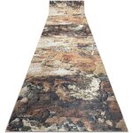 Rugsx - tapis de couloir antid�rapant lotus abstract 52910 beige lavable 100cm beige 100x100 cm