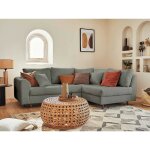 Lisa design - rune - canap d'angle droit - 4 places - en tissu bouclette - gris