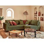 Rune - canap d'angle droit - 4 places - en velours ctel - vert