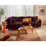 Lisa design ? canap� d'angle gauche 4 places en velours textur� prune ? dimensions 231x161cm ? coussins ...