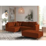 Lisa design - rune - canap d'angle - avec pouf d'appoint - 4 places - style scandinave - gauche - rouille ...