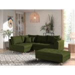 Lisa design - rune - canap d'angle - avec pouf d'appoint - 4 places - style scandinave - gauche - vert ...