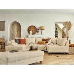 Lisa design - rune - canapé panoramique d'angle droit - 7 places - avec pouf d'appoint - en tissu bouclette ... Lisa design - rune - canapé panoramique d'angle droit - 7 places - avec pouf d'appoint - en tissu bouclette ...