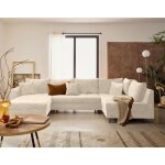 Lisa design - rune - canap� panoramique d'angle droit 7 places en velours textur� - beige