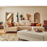 Lisa design - rune - canapé panoramique d'angle gauche - 7 places - avec pouf d'appoint - en velours ... Lisa design - rune - canapé panoramique d'angle gauche - 7 places - avec pouf d'appoint - en velours ...