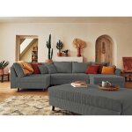 Lisa design - rune - canapé panoramique d'angle gauche - 7 places - avec pouf d'appoint - en velours ... Lisa design - rune - canapé panoramique d'angle gauche - 7 places - avec pouf d'appoint - en velours ...