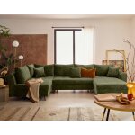 Lisa design ? canap� panoramique d'angle gauche 7 places en velours textur� ? vert olive ? design ouvert ...