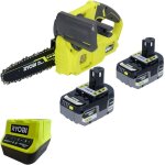 Ryobi ry18cs20a 18 v one + trononneuse  chane sans fil 20 cm compact + 2x batterie 5, 0 ah + chargeur ...