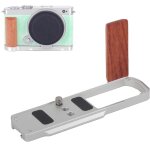 S9 support en forme de l en m�tal pour appareil photo panasonic lumix s9, poign�e en bois avec plaque ...
