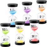 Sabliers color�s 6 dur�es (1 - 30 min), d�coration bureau, minuterie visuelle pratique