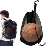 Sac � ballon sac en maille filet, avec cordon de serrage et mousqueton, avec poche zipp�e, portable, ...