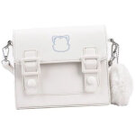 Sac bandouli�re mignon en cuir pu avec pendentif en forme de c?ur duveteux, blanc, taille unique