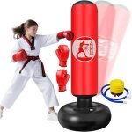 Sac de boxe pour enfants 6 � 12 ans, 160cm gonflable sac de frappe sur pied, sac de boxe set de formation ...