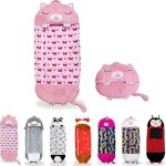 Sac de couchage enfant 160x60 cm, 2 en 1 avec oreiller, usage jeu, animaux, int�rieur
