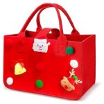 Sac de courses cabas, 30 20 18 cm panier a courses avec poign�e, rectangulaire corbeille feutre avec ...