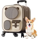 Sac � dos avec roulettes amovibles ? confortable, pour chat / chien, voyage / randonn�e, marron