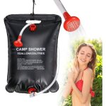 Sac de douche solaire portable 20l camping - chauffage rapide � 45�c avec flexible amovible, t�te r�glable, ...