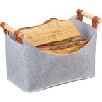 Sac en feutre, panier rangement, pliable, bo�te avec anse, 27x40x22 cm, gris clair, sac de transport ...