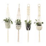 Sac en filet pour pot de fleurs, corde suspendue en corde de coton bricolage tisse  la main, panier ...