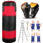 Sac de frappe professionnel avec gants de boxe 6oz, prot�ge - poignet, cha�nes et suspension support ...